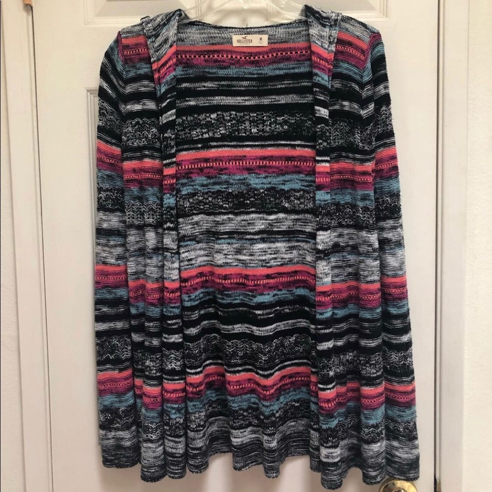 SOLD//HOLLISTER STRIPED CARDIGAN WITH HOOD